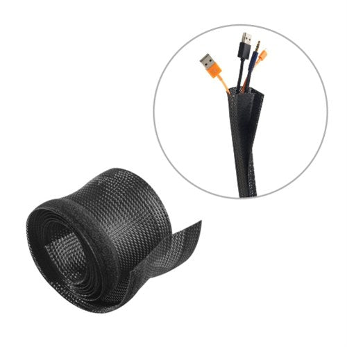 Brateck Flexible Cable Wrap Sleeve with Hook and Loop Fastener (135mm/5.3' Width) Material Polyester Dimensions 1000x135mm -  Black Brateck Flexible Cable Wrap Sleeve with Hook and Loop Fastener (135mm/5.3' Width) Material Polyester Dimensions 1000x135mm -  Black